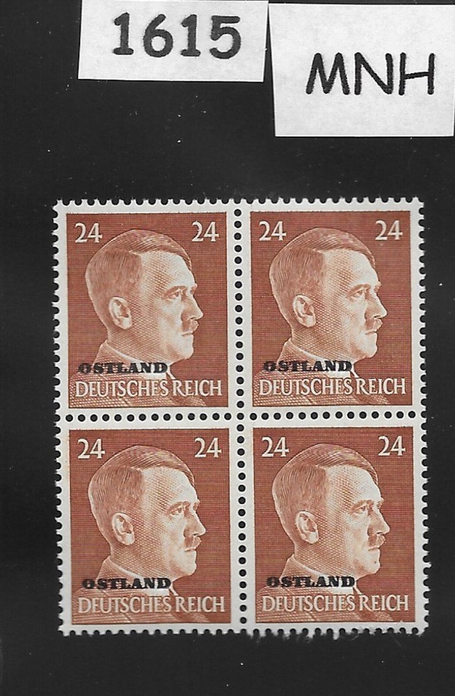 MNH stamp block Ostland Overprint Adolf Hitler Mi 12 WWII Germany 1941 Estonia