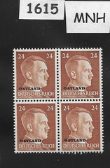 MNH stamp block Ostland Overprint Adolf Hitler Mi 12 WWII Germany 1941 Estonia