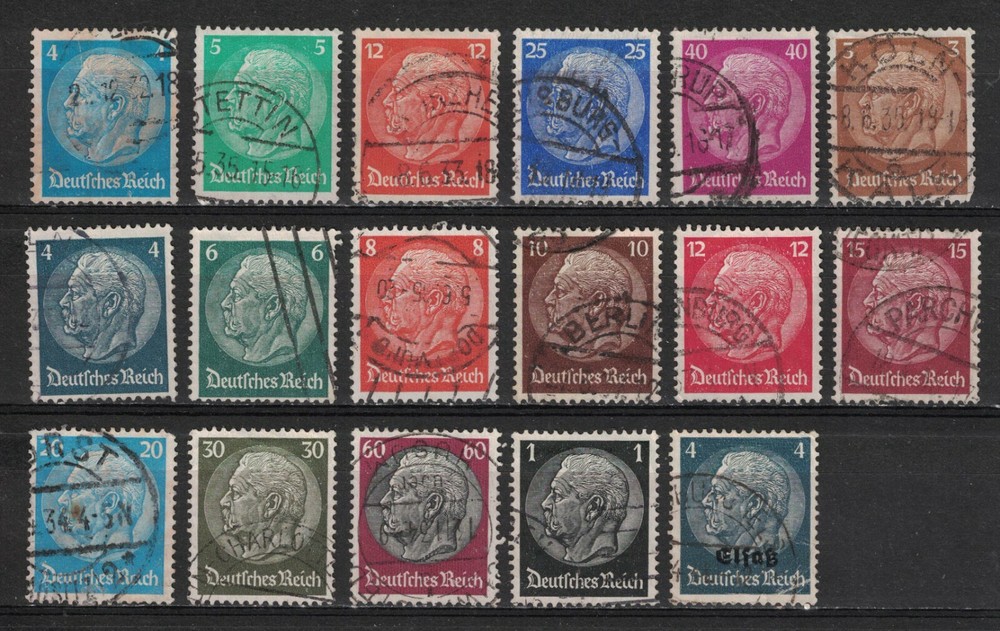 GERMANY:1932-36 SC#391-93,95-96,401-09,412,415,417 Used Pres. von HindenburgT631