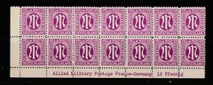 Germany Scott# 3N8a MH-MNH Inscription Block 14 Allied Military Postage