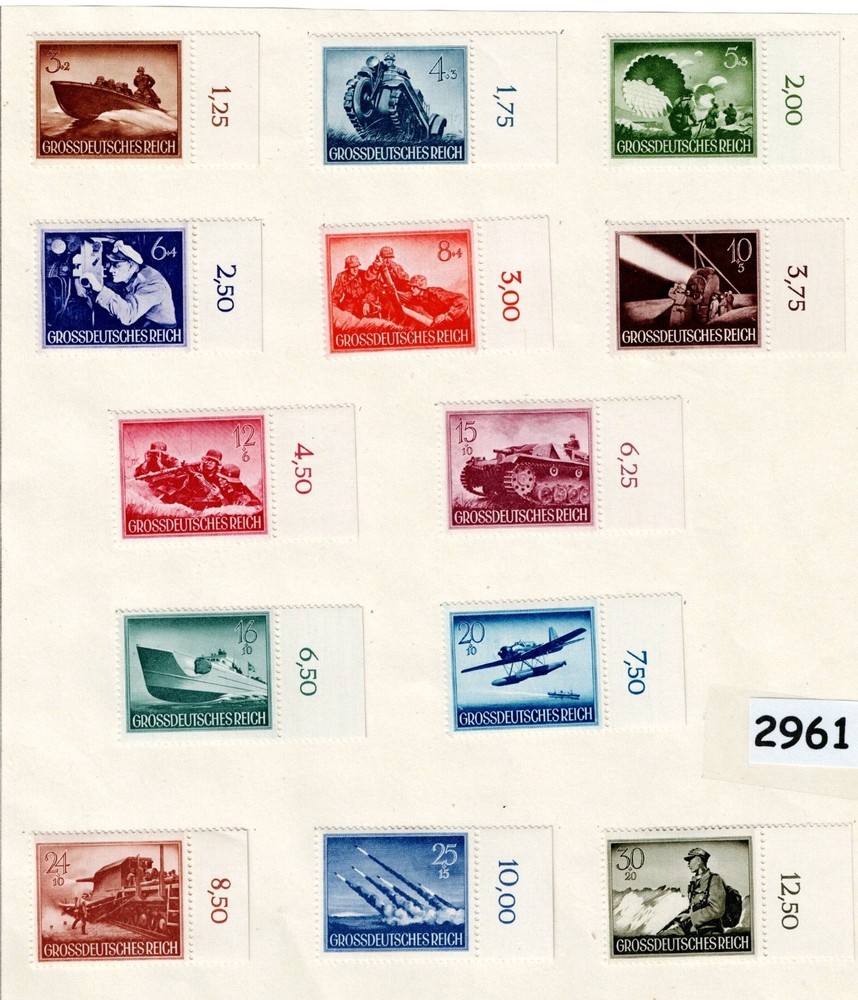 MH stamp set B257-269 1944 Military Hero’s Day Third Reich WWII Germany #2961