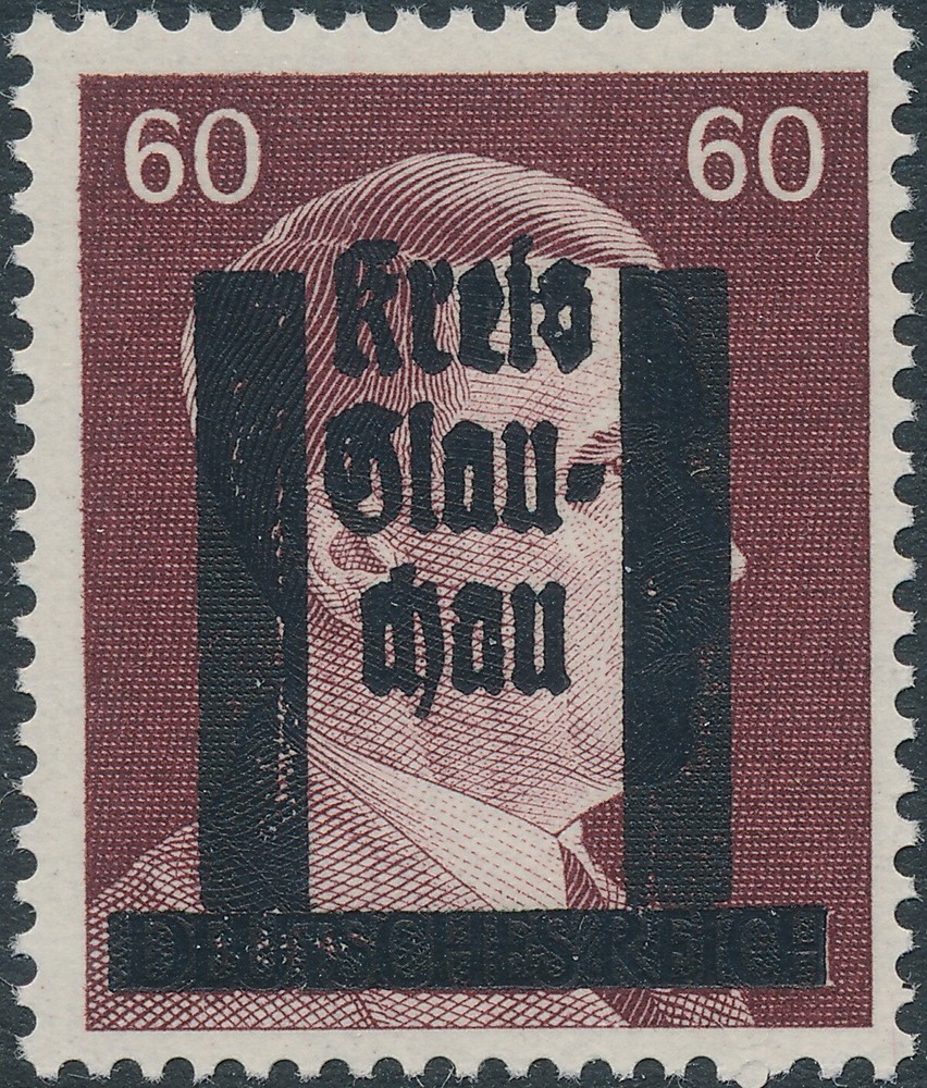 Stamp Germany 1945 WW2 3rd Reich Hitler Kreis Local Glauchau 60PF MNH