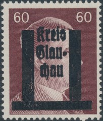 Stamp Germany 1945 WW2 3rd Reich Hitler Kreis Local Glauchau 60PF MNH