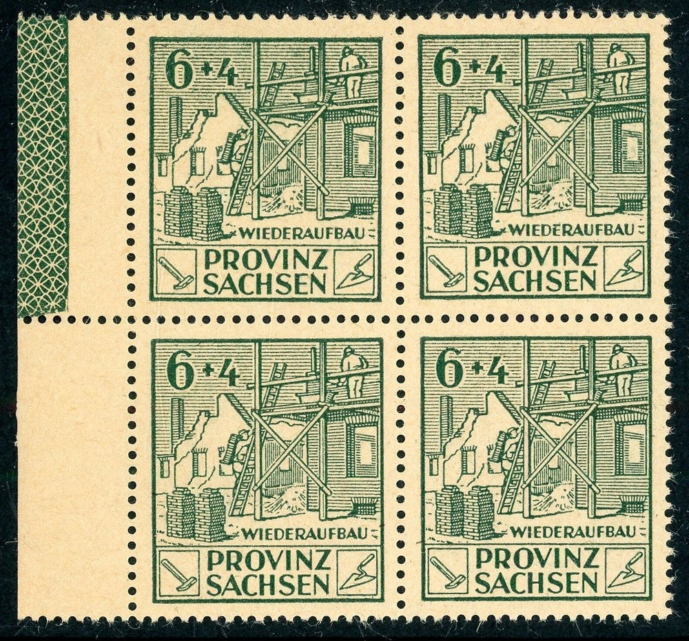 GERMANY SAXONY 1946 MINT NH BLOCK OF 4 #13NB1 RUSSIAN OCCUPATION !! Q279