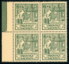 GERMANY SAXONY 1946 MINT NH BLOCK OF 4 #13NB1 RUSSIAN OCCUPATION !! Q279