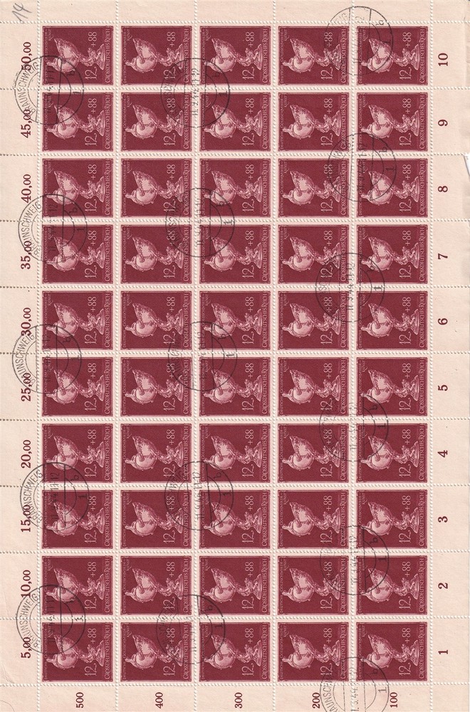 Stamp Germany Mi 902 Sc B286 Sheet 1944 WWII Trophy Dresden Goldsmith CTO
