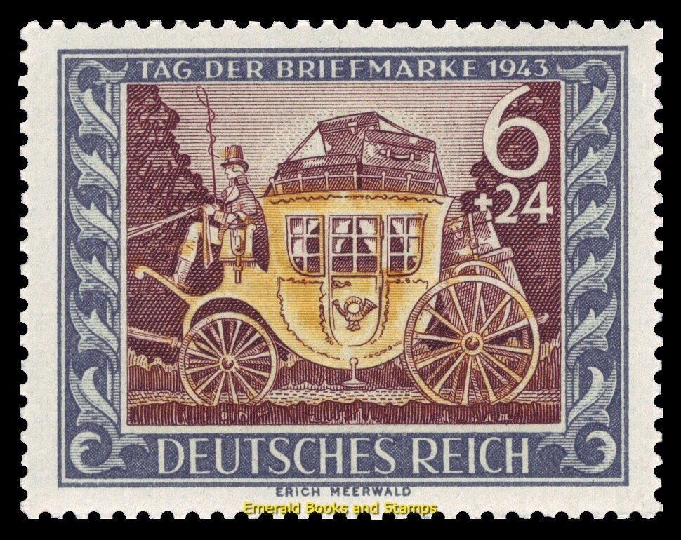 EBS Germany 1943 – Stamp Day Mail Coach – Tag der Briefmarke – Michel 828 MNH**