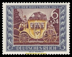 EBS Germany 1943 – Stamp Day Mail Coach – Tag der Briefmarke – Michel 828 MNH**