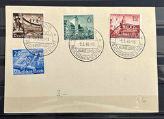 German set of 4 Stamps on card Mi:DR739-742 Leipzig Spring Fair 1940 unused /227