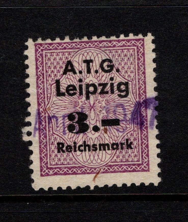 Germany Leipzig Mid 1940s 3 Rm ATG Revenue Used – S57053