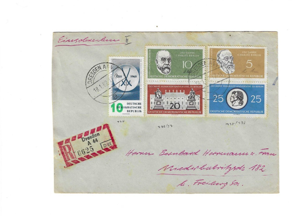 GERMANY (DDR) 1962 Registered Cover sent from Dresden