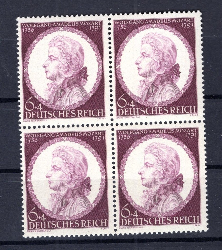 Third Reich 810 Mozart block of four ** MNH mint never hinged (76805)