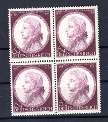 Third Reich 810 Mozart block of four ** MNH mint never hinged (76805)