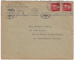 Germany-Bavaria 1914 cover, Scott 79 pair, Munich to Wilkes-Barre PA, (a9808