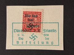 SUDETENLAND WWII-GERMAN OCC. Local ovpt DITTERSDORF GREEN stamp, on pap. #426