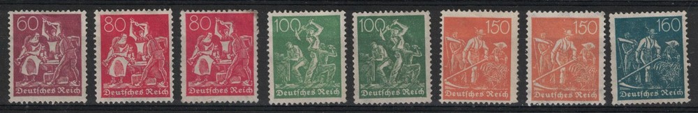 GERMANY:1921 SC#144//149 MNG Iron Workers, Miners, Farmers T618