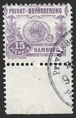 Germany Hamburg local private post stamp 1888 Bicycle 15pf #15a