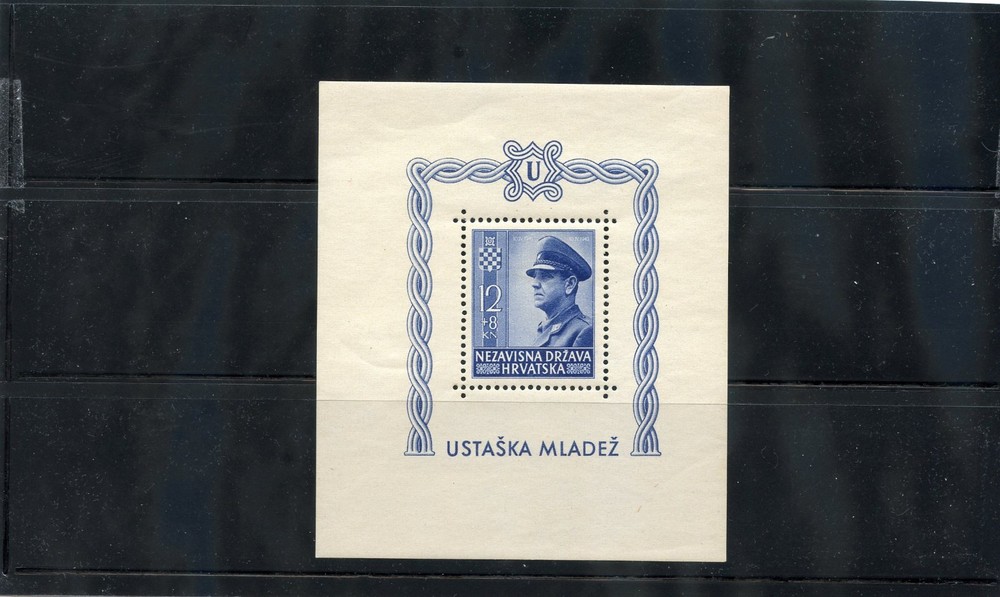 CROATIA (KROATIEN) Sc B31(MI BLK 4A) **VF NH 1943 12K+8K SOUVENIR SHEET $75