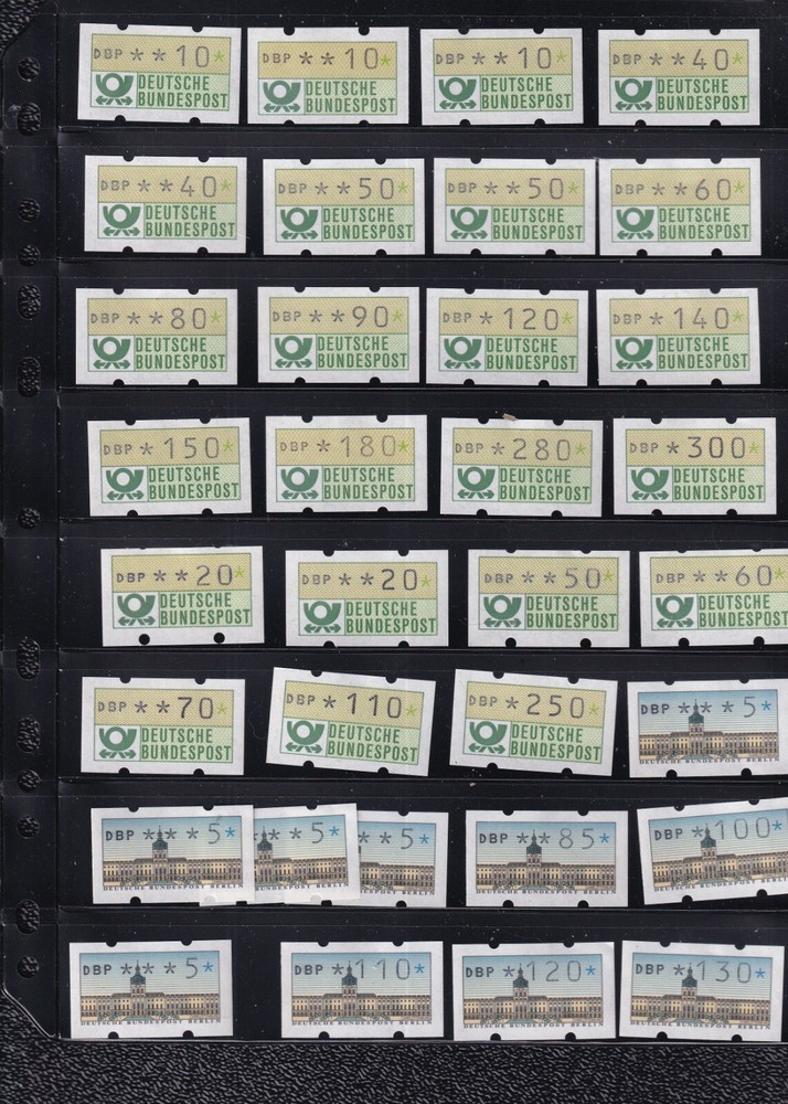 WEST GERMANY MNH DEUTSCHE BUNDESPOST ASSOCIATED 33 ATM Dbp LABELS 10-300 916