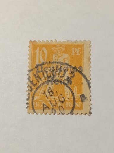 Antique Rare Error Bavaria Bayern 10pf 1920 OVERPRINT DEUTSCHES REICH USED STAMP