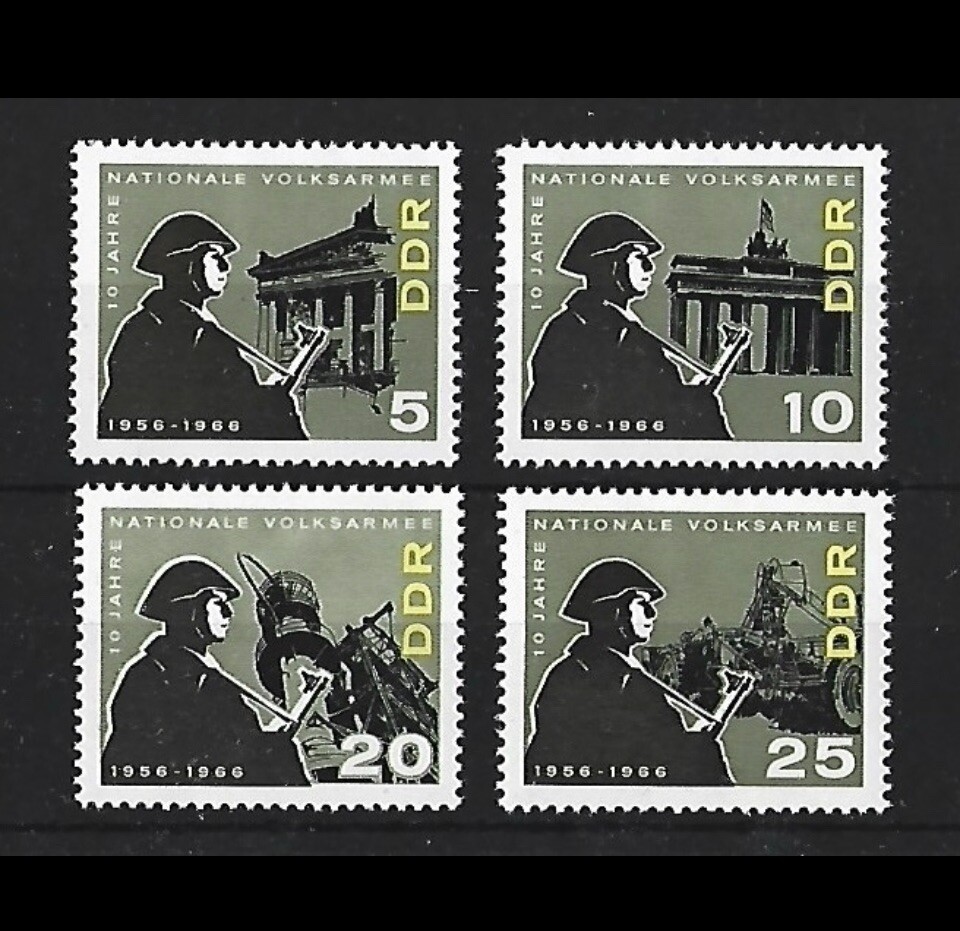 1966 – Germany / DDR 10th Anniversary of National People’s Army MH SG E879 -E882