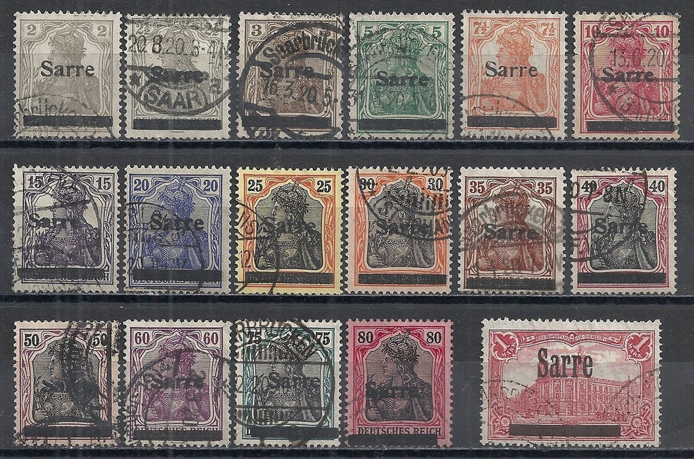 Saar 1920 MI 1-17 16 signed Brun CANC VF