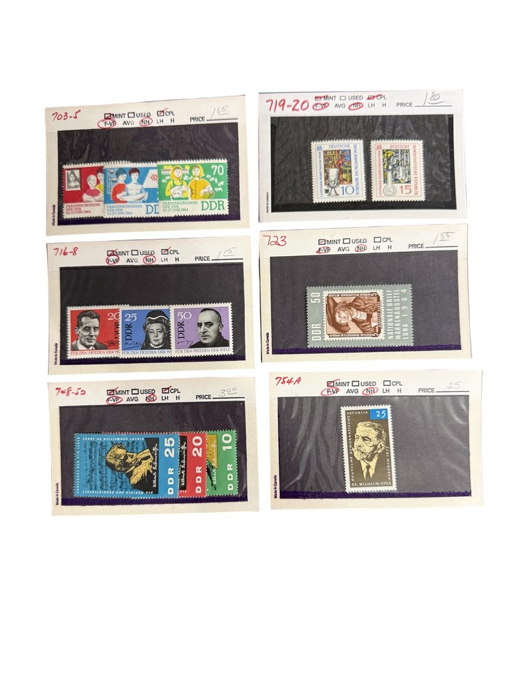 DDR East Germany Stamps MNH Multi-Color Postage Lot Of 7 Mint Never Hinged