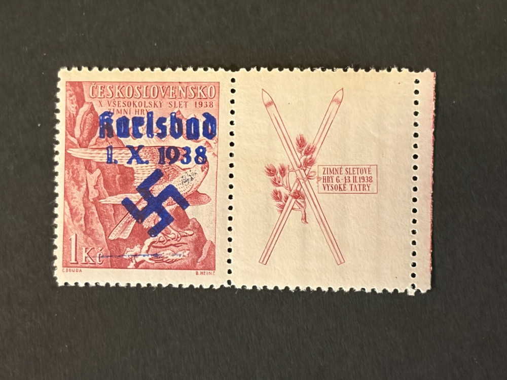 GERMANY (SUDETENLAND-KARLSBAD) WWII-GERMAN OCC. Local ovpt 1 Kc. blue MNH /s2