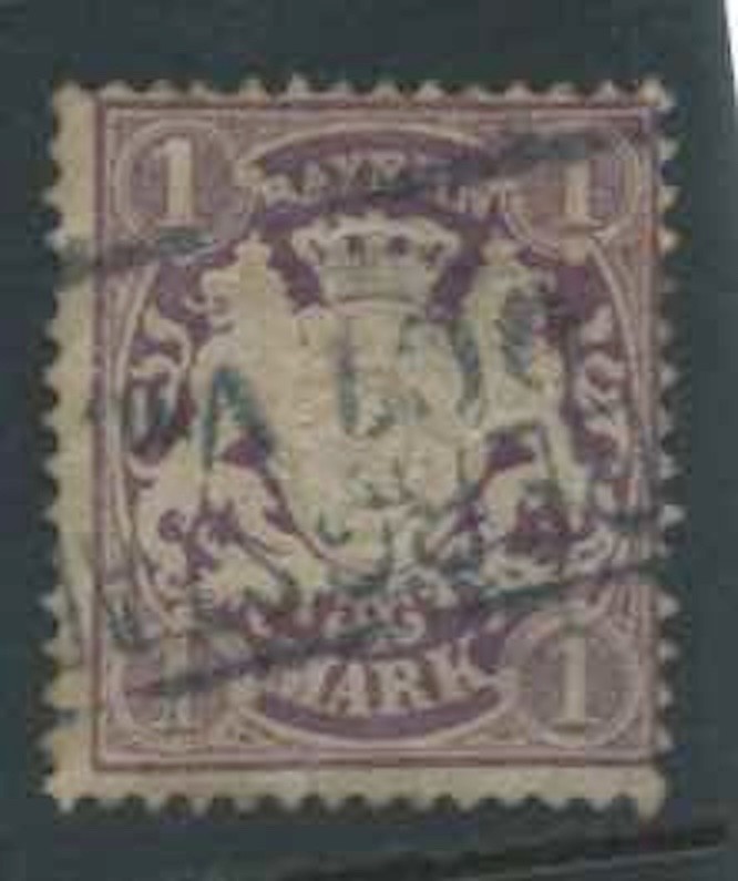BAVARIA 1875 SG66a 1m Dark Violet Off Centre Good Used Shallow Thins Cat £225