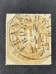Prussia 1867 9kr Bistre Brown Stamp Used Frankfurt Bornheim Thurn Taxis Cancel