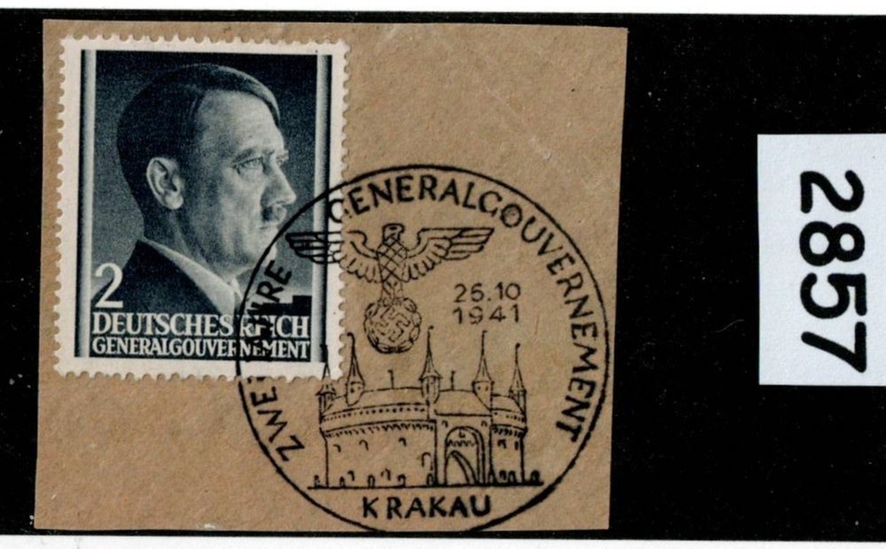 Used Stamp Sc N76 Adolf Hitler WWII General Government Poland Occupation #2857