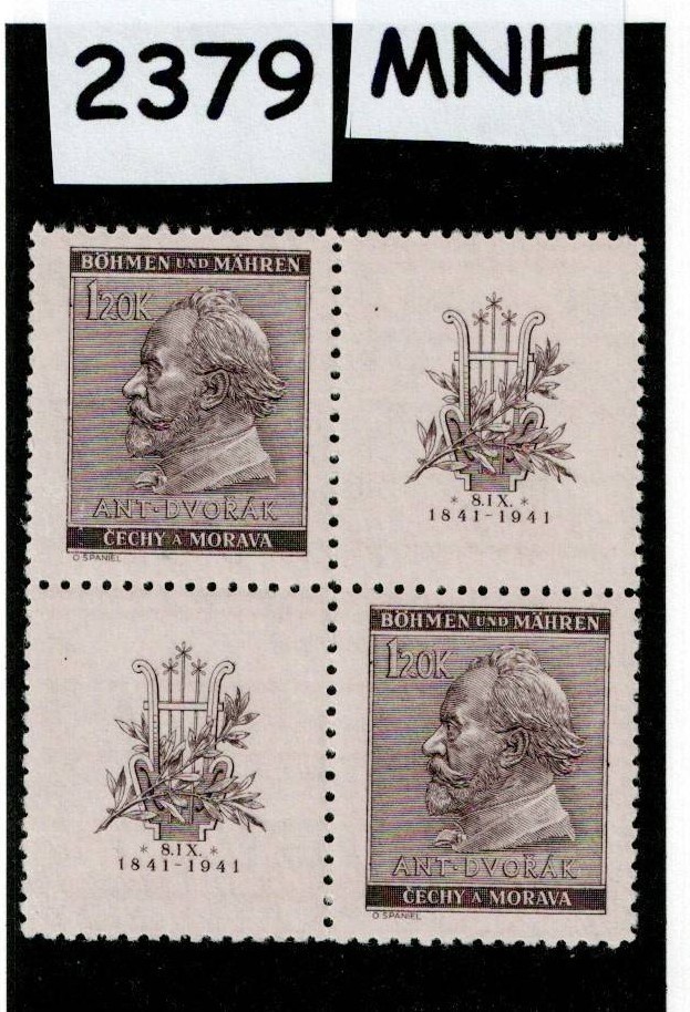 MNH stamps Sc 55 Dvorak Composer WWII German Occupation of BaM 1941 #2379