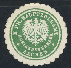 Prussia Germany Aachen, Prussian Customs Seal Aachen Foreign Traffic Official