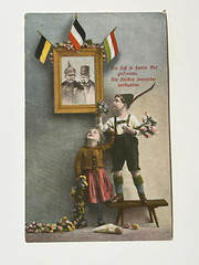 WW1 WWI Imperial German soldiers Military postcard children leaders photo flags