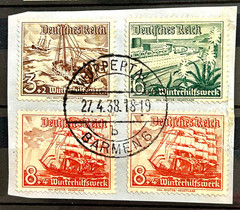 1937 German 4 Stamps on Card – Winter Relief – Ships nice Postmark /28