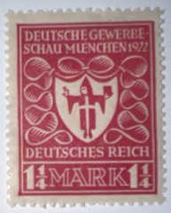 Travelstamps: Germany Stamp Sc 212/ Mi 199 Sg 118 – Arms of Munich – 1 1/4m MOGH