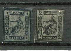 Germany 1863 Local Post Hamburg Imperf Mint Mi 9/11 on color paper 11848