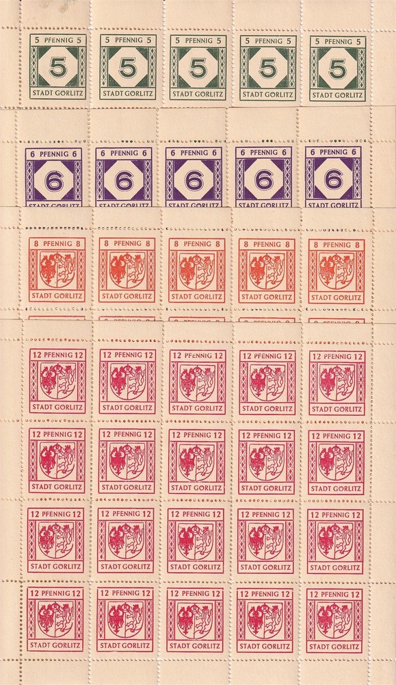 Lot Stamp Germany Mi 1-4 1945 4 Sheets Local Gorlitz White Paper Saxony MNH