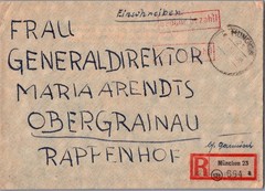 GERMANY 1940’S WWII POSTAL HISTORY REGISTERD COVER ADDR RAPPENHOF CANC MUNCHEN