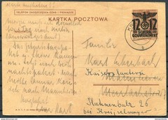 1940 Germany Poland 12/15 gr Opt. Stationery p/card „Telefon Zaoszczedza“ Krakau