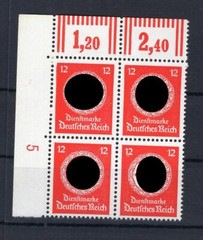 DR-DIENST 172a WOR Eckrandviererblock Links MNH Postfrisch Echt