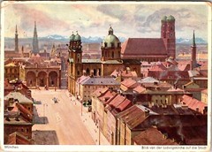 GERMANY 1937 POSTAL HISTORY COLOR PICT MUENCHEN POSTCARD ADDR USA CANC MUENCHEN