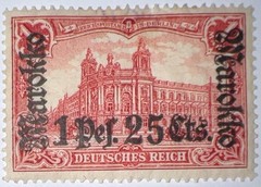 Travelstamps: Germany Offices in Morocco Stamps 1 Pes. 25c OP Mint Og Hinged