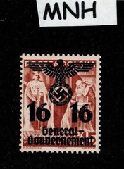 MNH stamp N39 Swastika Overprint 1940 Germany occupation of Poland WWII