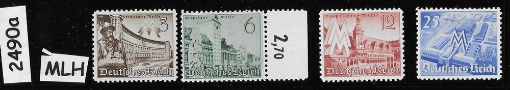 MLH stamp set Sc 494-497 Third Reich Germany 1940 Leipzig Spring Fair #2490a