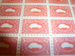 RED + GREEN stamp sheet Germany WW2 Replica Reich KdF Volkswagen – Nazi Swastika