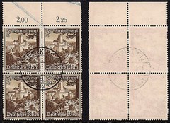OPC 1938 German Semi Postal Sc#B123 Used Upper Numeral Margin Block of 4 9237