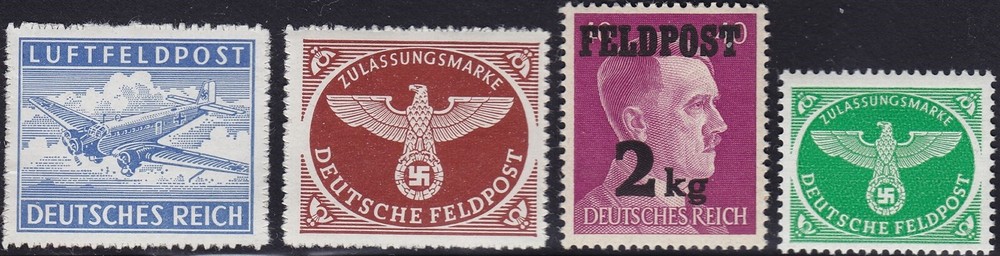 Stamp Germany Feldpost Mi 1-4B Sc MC1-4 1942 WW2 Military Set MNH