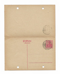 767) German Empire Repubblica di Weimar postcard 1920 with answer card Bingen