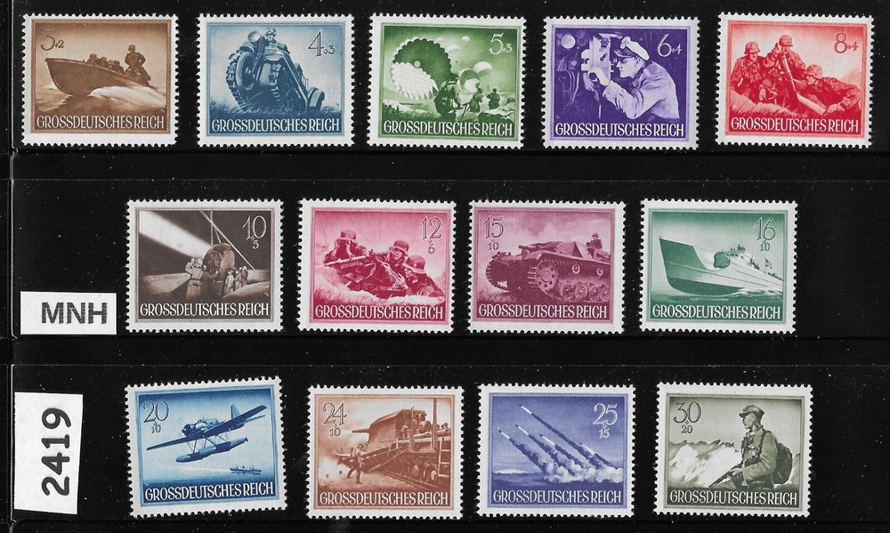 MNH set B257 – 269 / 1944 Military Hero’s Day / Third Reich WWII Germany #2419
